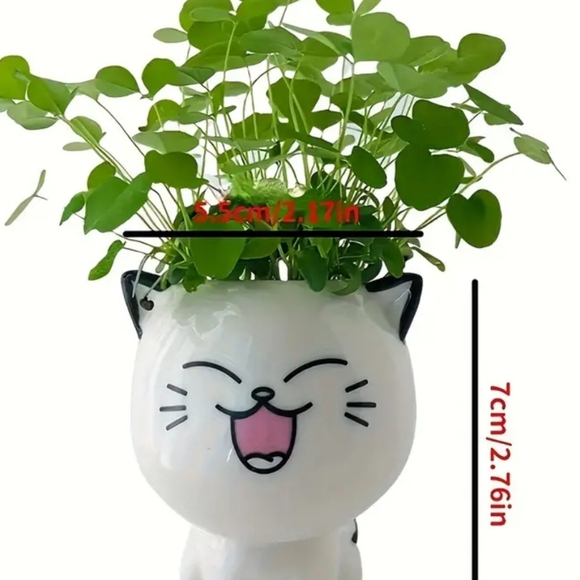 NEW! Adorable ceramic cat-shaped planter - Picture 3 of 5